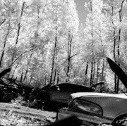 wisconsin junkyard photographed in infrared  animated